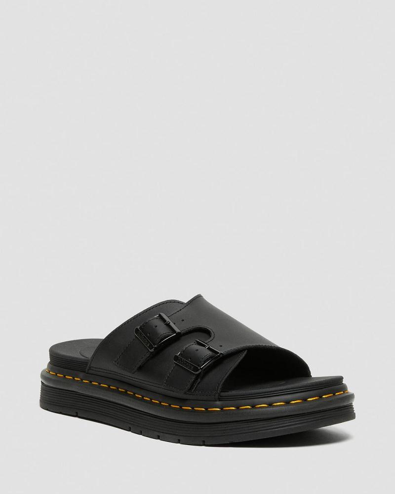 Dr Martens Dax Men's Lær Slidesandaler Dame Svarte | Norge 471PJJ